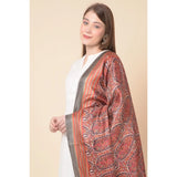 Art silk printed orange dupatta for women (length 2.25-2.50 mtr), versatile for casual occasions