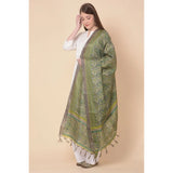 Green Art Silk Printed Dupatta for casual wear, length 2.25-2.50 mtr