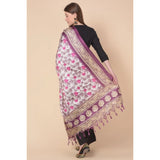 Art silk purple printed dupatta, vibrant pattern for casual occasions, length 2.25-2.50mtr
