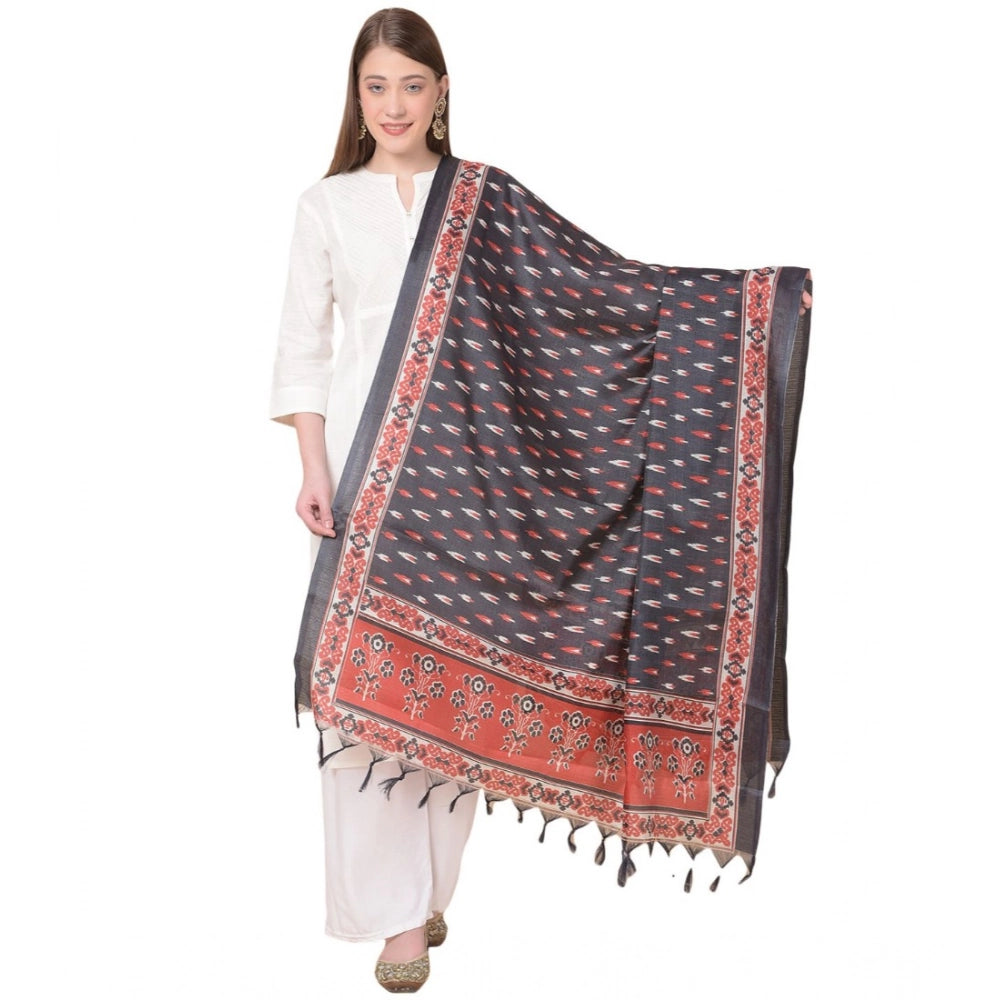 Black art silk printed dupatta for women, 2.25-2.50 mtr length, casual occasion wear