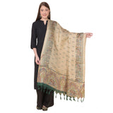 Art Silk Printed Gold Dupatta for women, length 2.25-2.50m, suitable for casual occasions