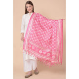 Art silk printed pink dupatta, women's fashion accessory for casual occasions (2.25-2.50 mtr length)