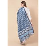 Blue art silk printed dupatta for casual occasions, length 2.25-2.50mtr