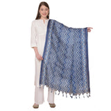 Blue art silk printed dupatta, length 2.25-2.50mtr, ideal for casual occasions