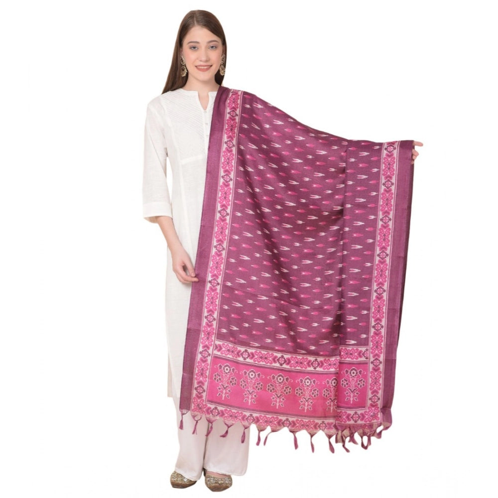 Purple art silk printed dupatta (2.25-2.50m), ideal for casual wear, women's traditional attire accessory