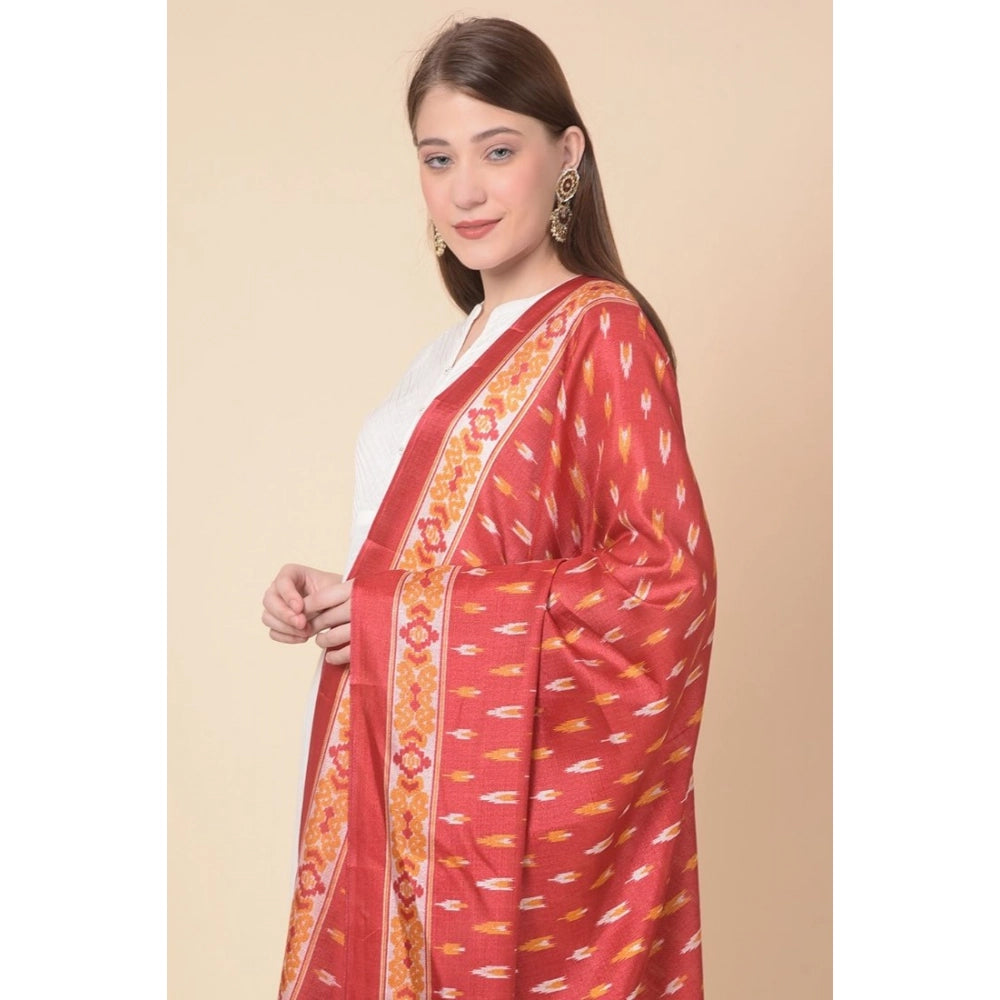 Art Silk Printed Red Dupatta (2.25-2.50mtr), vibrant pattern for casual occasions