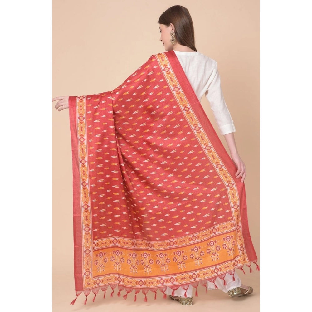 Red art silk printed dupatta for women's casual wear, length 2.25-2.50mtr, patterned fabric detail