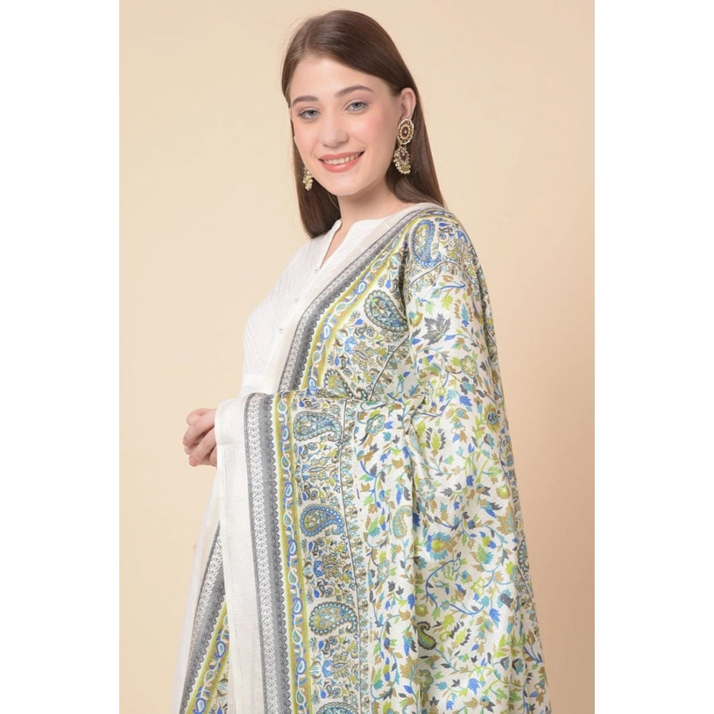 Art silk printed grey dupatta for women, length 2.25-2.50m, suitable for casual occasions