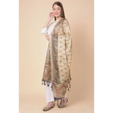 Art silk printed gold dupatta for women, vibrant patterns, casual occasion, length 2.25-2.50mtr