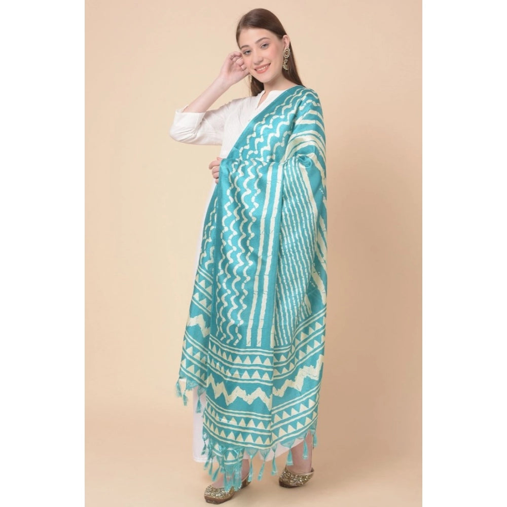 Art silk printed turquoise dupatta for women, 2.25-2.50 mtr length, versatile casual wear