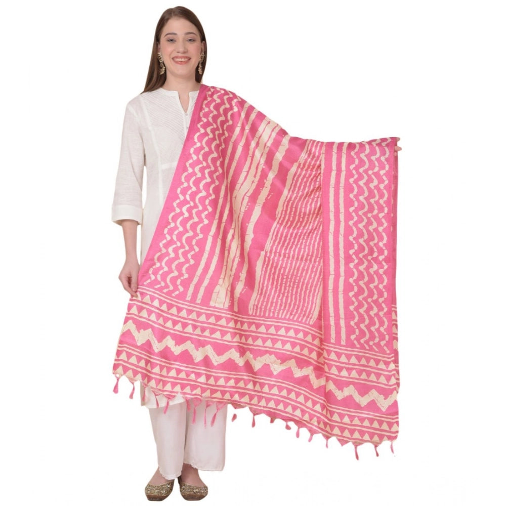 Art Silk Pink Dupatta (2.25-2.50m), vibrant printed design for casual wear