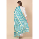 Art silk printed turquoise dupatta for women, casual occasion, length 2.25-2.50 mtr