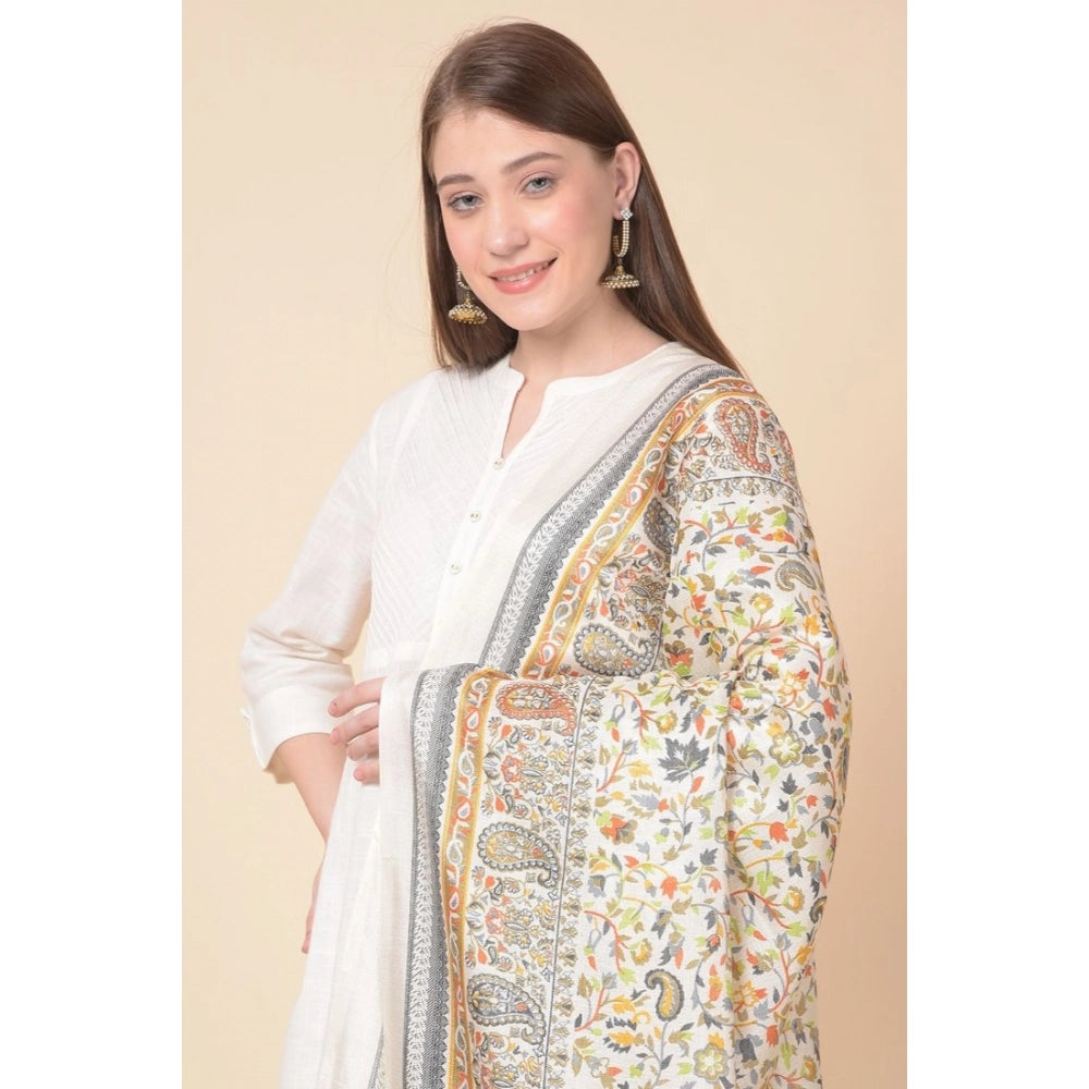 Art Silk printed white dupatta, 2.25-2.50 mtr length for casual occasions, women's fashion accessory