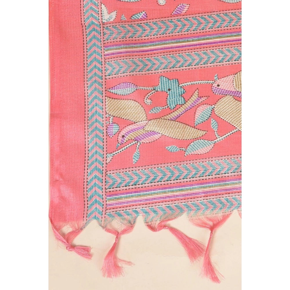 Art silk printed pink dupatta for women, length 2.25-2.50m, suitable for casual occasions