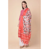 Art silk printed red dupatta for women, vibrant pattern, casual occasion, length 2.25-2.50mtr