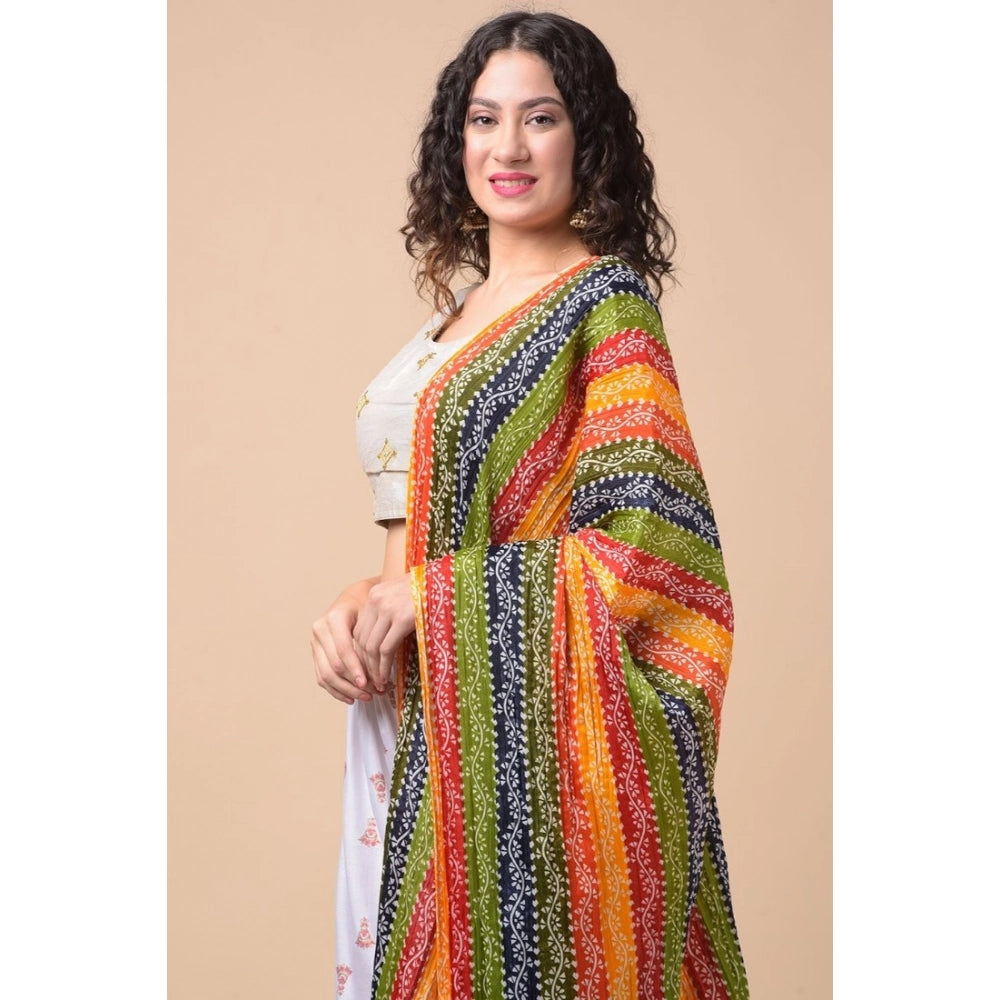 Multicolor Chanderi printed dupatta for women, length 2.25-2.50m suitable for casual occasions
