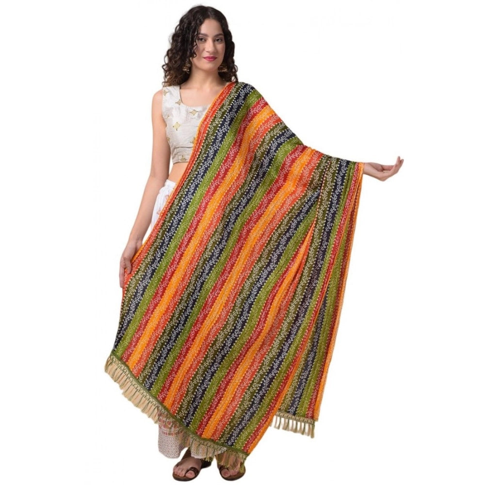Multicolor Chanderi printed dupatta for women, length 2.25-2.50m, suitable for casual occasions