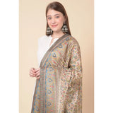 Light brown art silk dupatta, printed pattern for casual wear by women (2.25-2.50m)