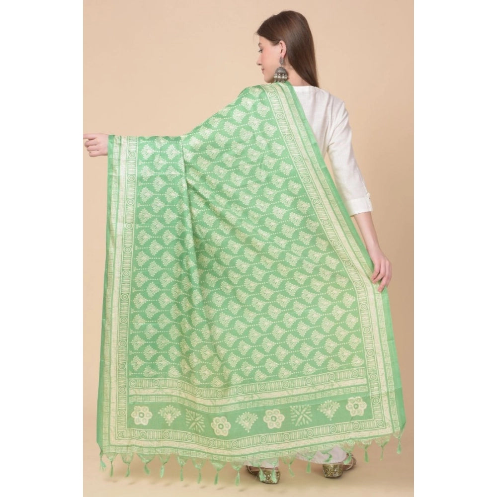 Light green art silk printed dupatta for casual occasions, up to 2.50 mtr length