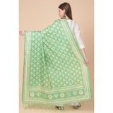 Light green art silk printed dupatta for casual occasions, up to 2.50 mtr length