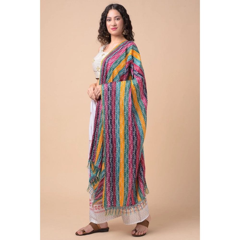 Multicolor Chanderi printed dupatta for women, length 2.25-2.50m suitable for casual occasions