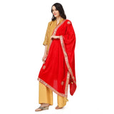 Red velvet Gotta Patti dupatta for festive occasions, 2.25-2.50m length