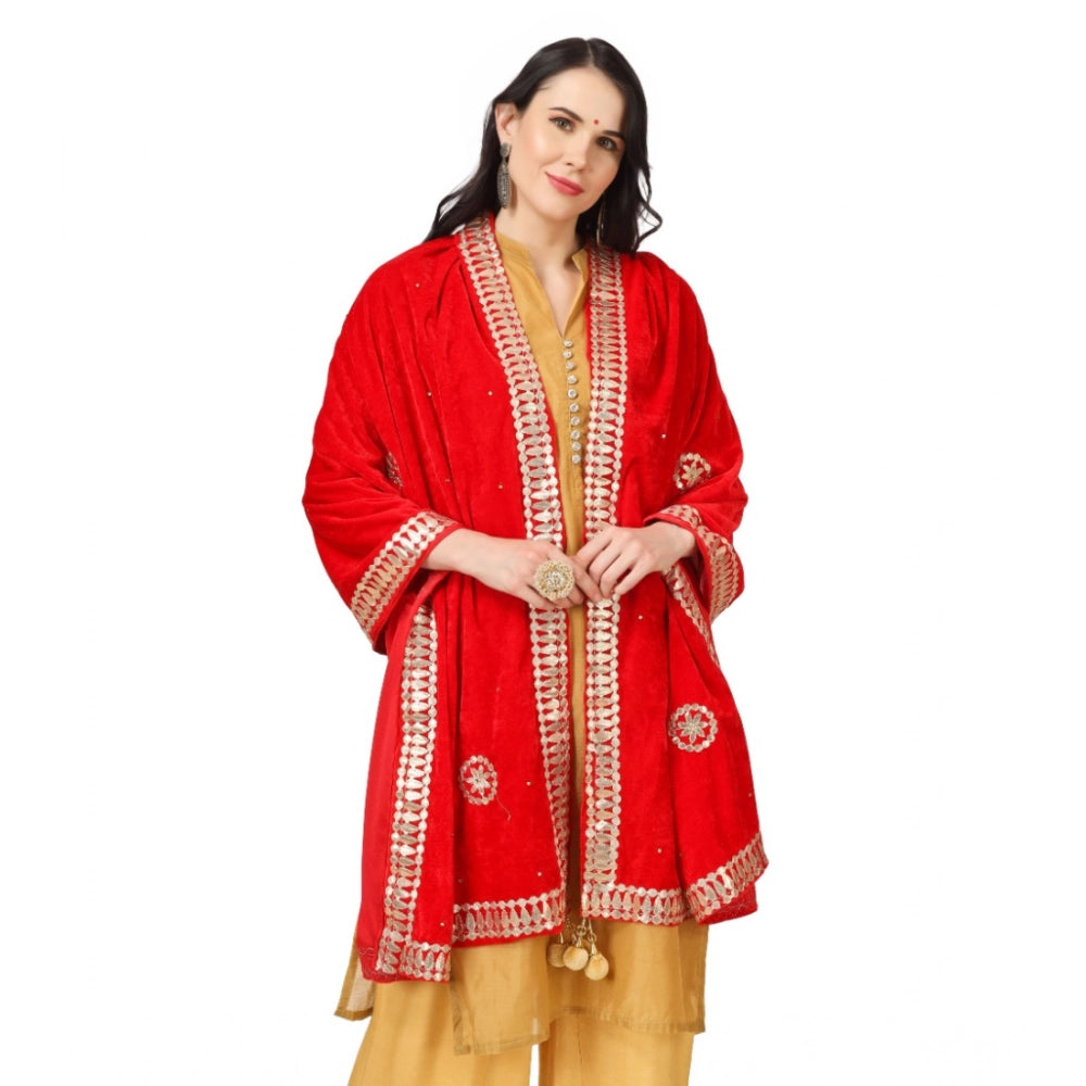 Red velvet Gotta Patti Dupatta for festive occasions, 2.25-2.50m length