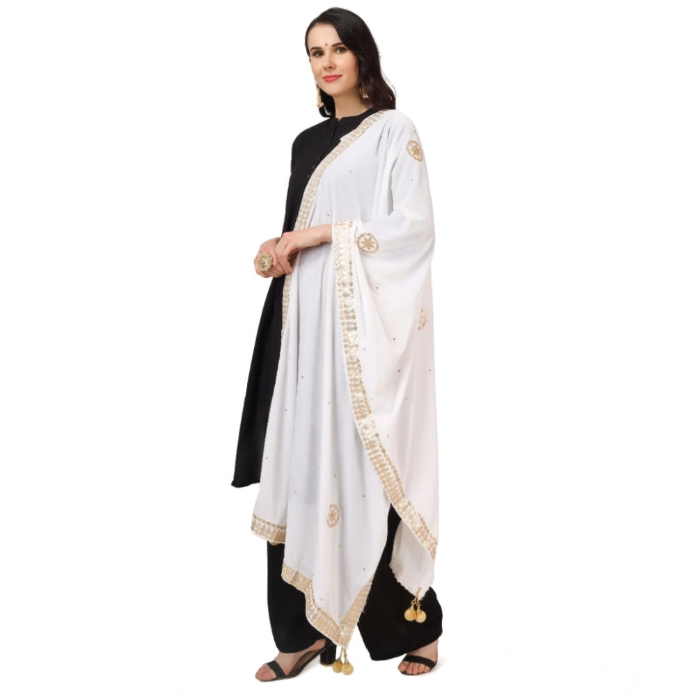 White velvet Gotta Patti dupatta for festive occasions, length 2.25-2.50mtr