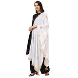 White velvet Gotta Patti dupatta for festive occasions, length 2.25-2.50mtr