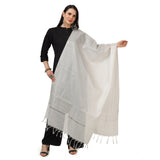 White Chanderi solid dupatta for festive occasions, length 2.25-2.50mtr