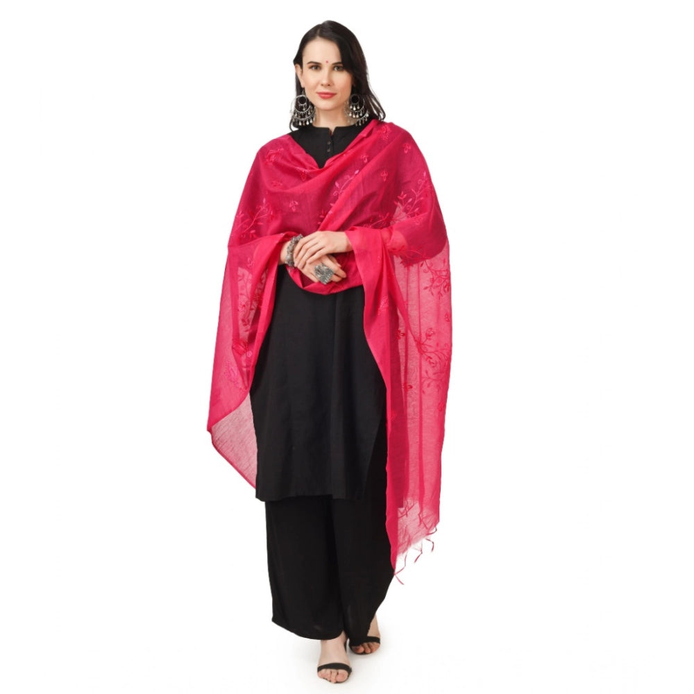 Maroon cotton embroidered dupatta, festive women's wear (2.25-2.50mtr)