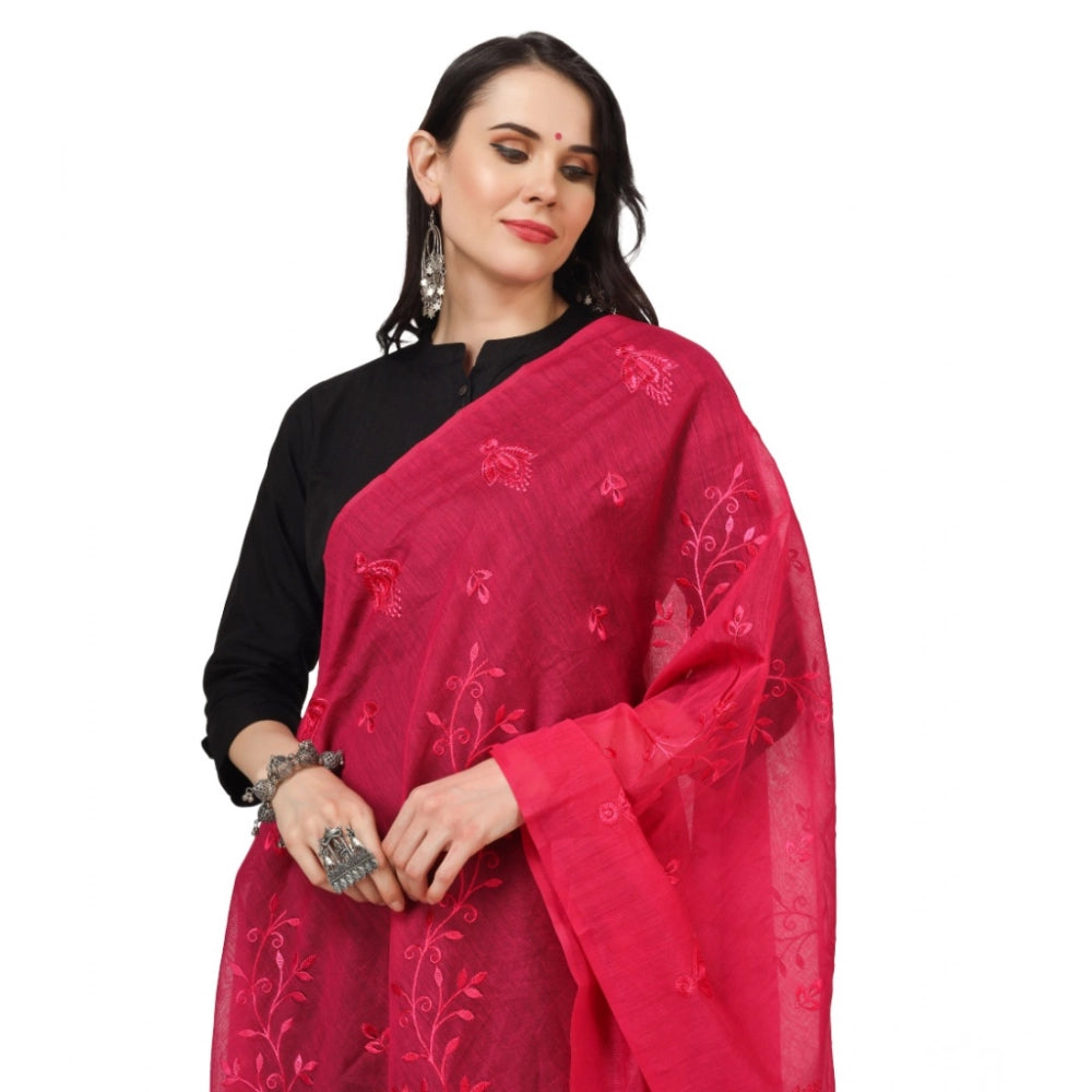 Maroon cotton embroidered dupatta for festive occasions, 2.25-2.50m length