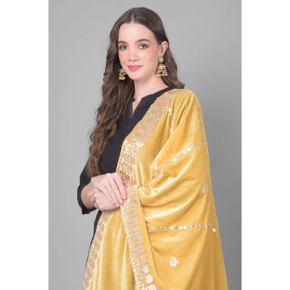 Gold velvet Gotta Patti dupatta for festive occasions, length 2.25-2.50mtr