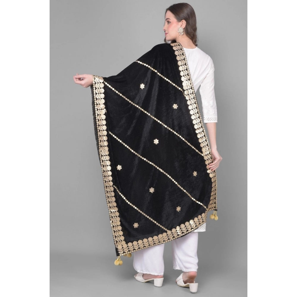 Black velvet Gotta Patti dupatta for festive occasions, 2.25-2.50 mtr length