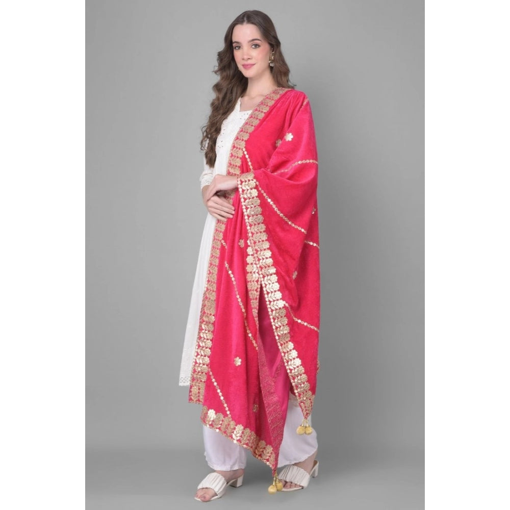 Pink velvet Gotta Patti dupatta for festive occasions (2.25-2.50 mtr)