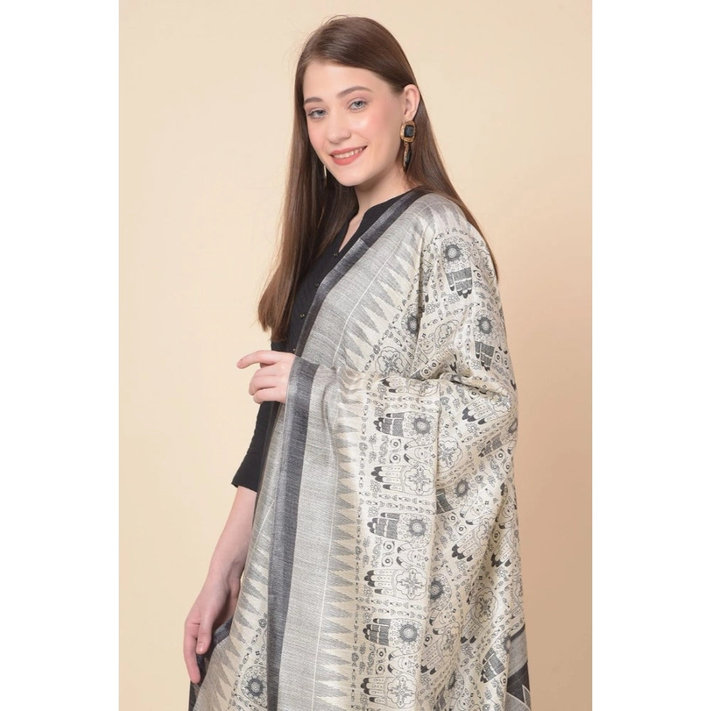 Black art silk printed dupatta for women's casual wear, 2.25-2.50 mtr length