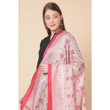 Red Art Silk Printed Dupatta for women, 2.25-2.50m length, casual occasion