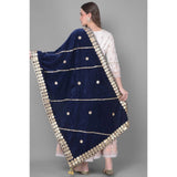 Navy velvet Gotta Patti dupatta for festive occasions, length 2.25-2.50 mtrs