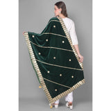 Green velvet Gotta Patti dupatta for festive occasions (2.25-2.50m length)