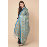 Art silk turquoise printed dupatta for women, 2.25-2.50 mtr length, casual occasion