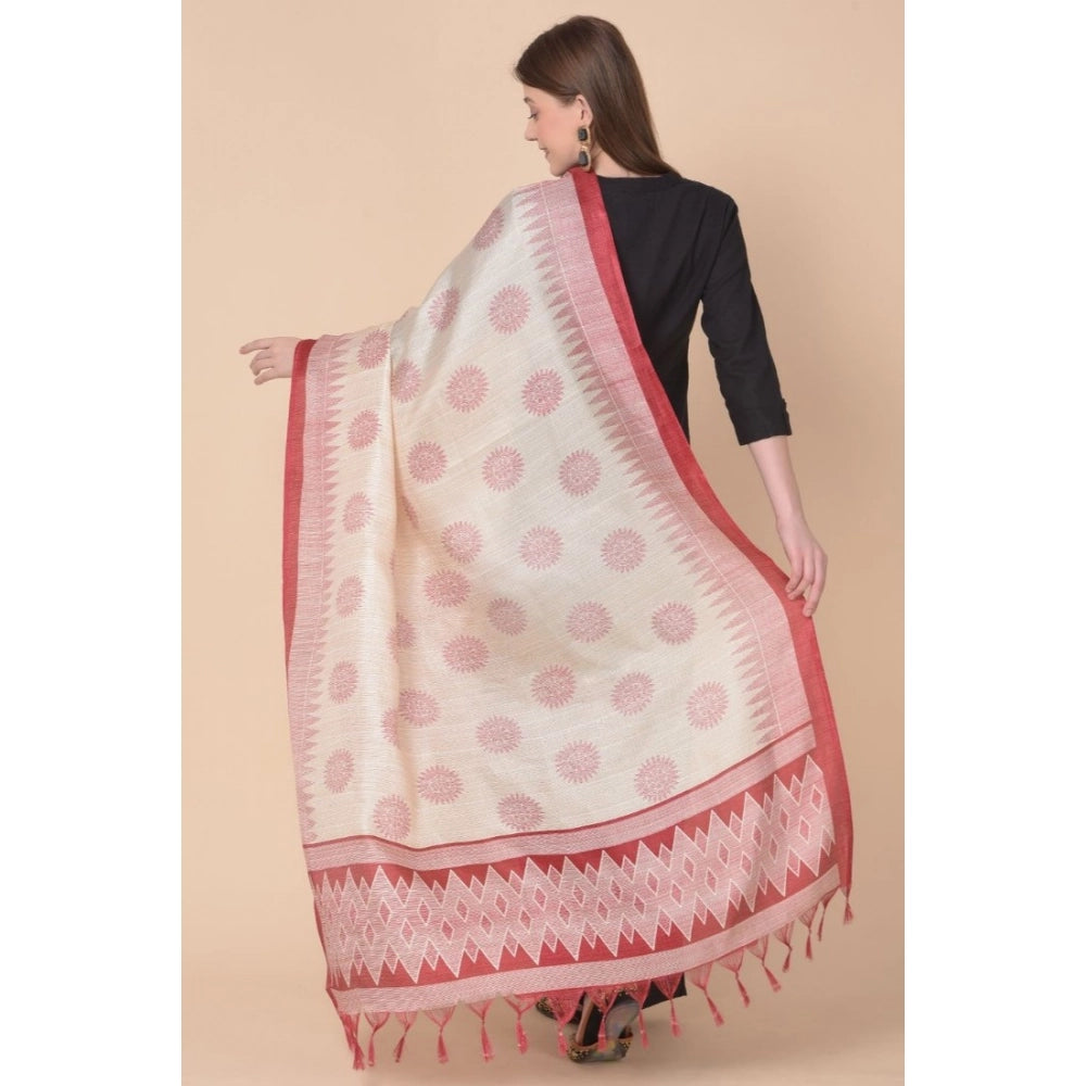 Women's Art Silk Printed Dupatta (Maroon, Length: 2.25 to 2.50 Mtr)