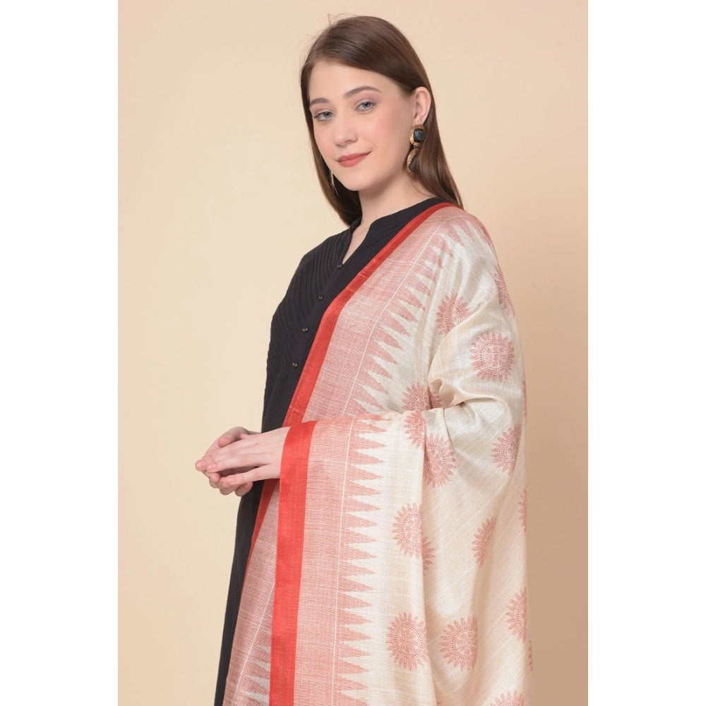 Red Art Silk Printed Dupatta (2.25-2.50 mtr), vibrant design for casual women's wear