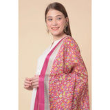 Art silk printed pink dupatta, vibrant patterns on casual wear for women, length 2.25-2.50 mtr