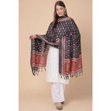 Art Silk Printed Black Dupatta for women, vibrant pattern, suitable for casual occasions, length 2.25-2.50m