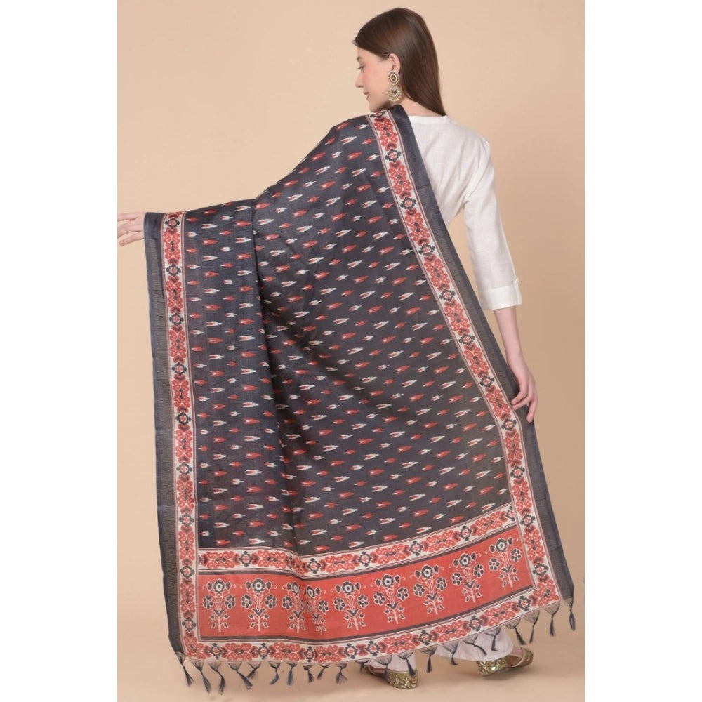 Black art silk printed dupatta for casual occasions, ideal length of 2.25 to 2.50 mtr for women