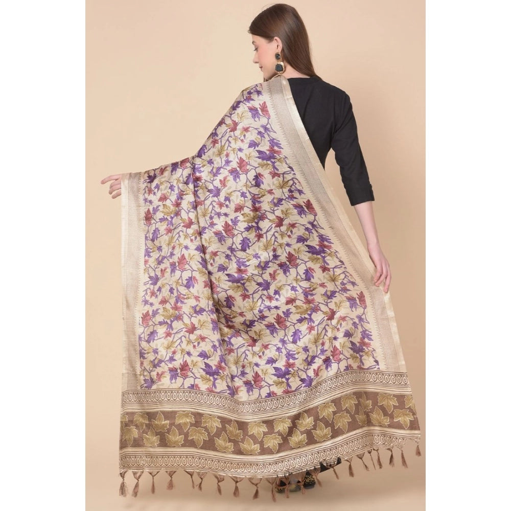Gold Art Silk Printed Dupatta for women, 2.25 to 2.50 mtr length for casual occasions