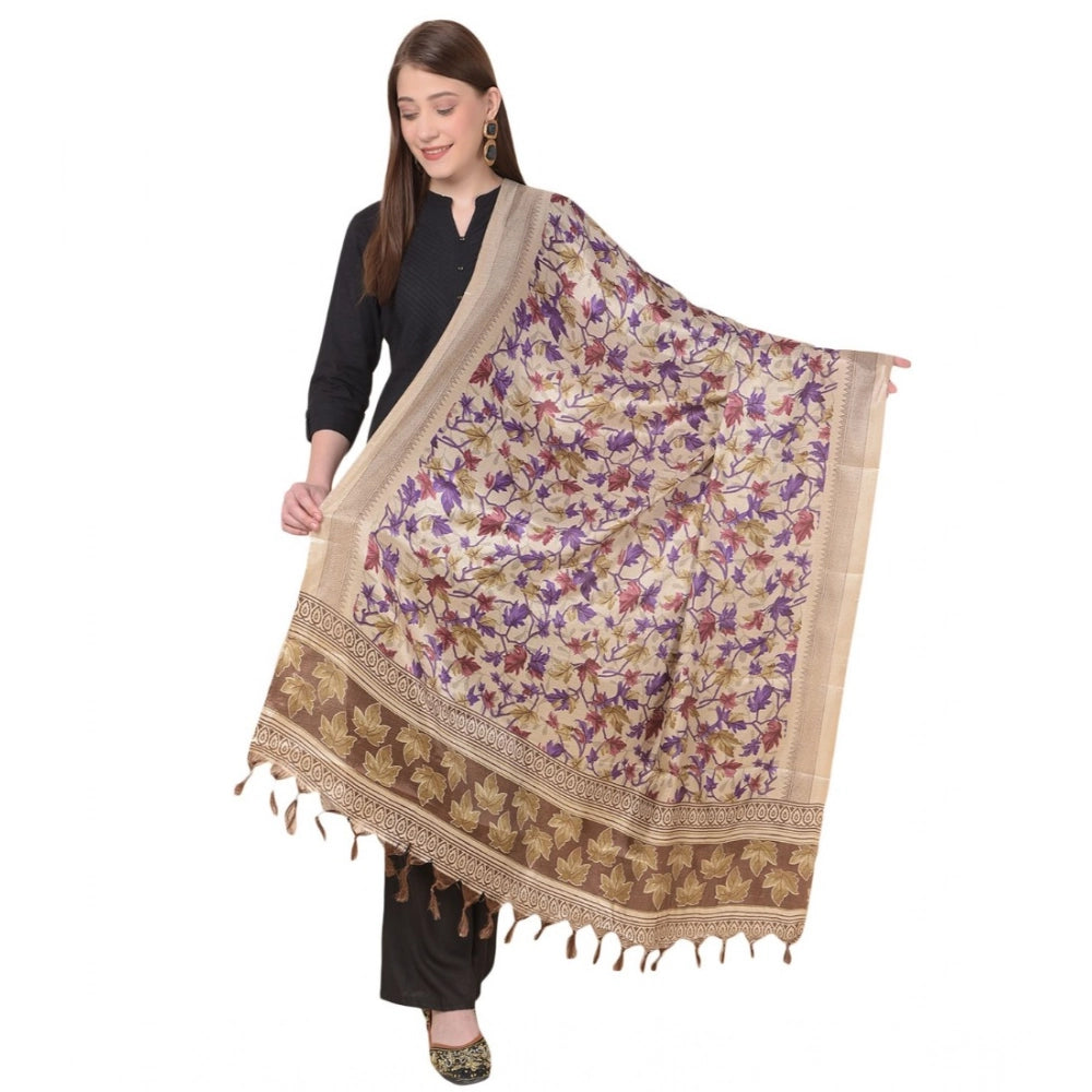 Gold art silk printed dupatta for casual wear, length 2.25-2.50mtr