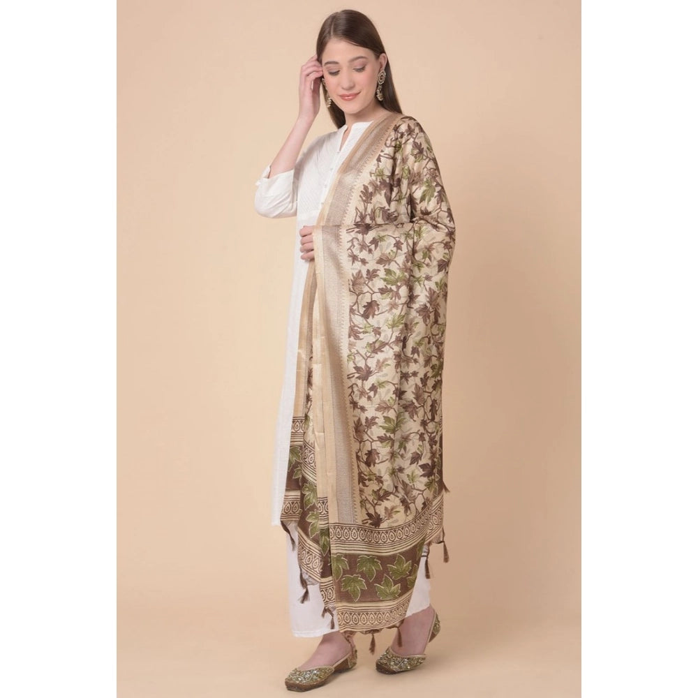 Art silk printed gold dupatta for women, casual occasion, length 2.25-2.50 mtr