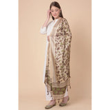 Art silk printed gold dupatta for women, casual occasion, length 2.25-2.50 mtr