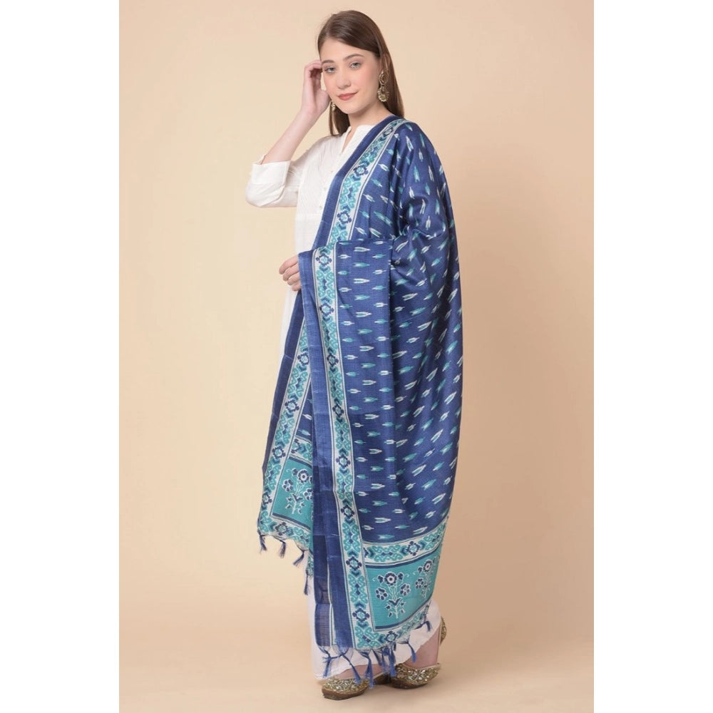 Art silk printed blue dupatta for women, 2.25-2.50mtr length for casual occasions